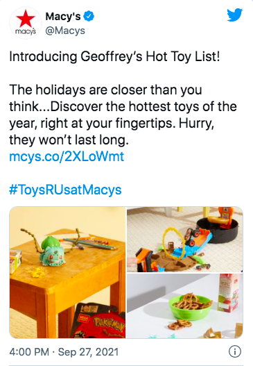 Macy's Twitter post encouraging an early shopping | Twitter