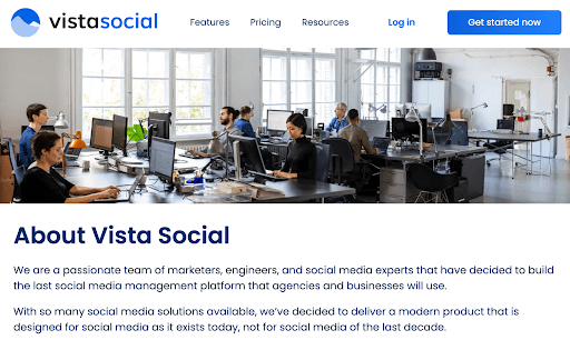 Screenshot of Vista Social's page