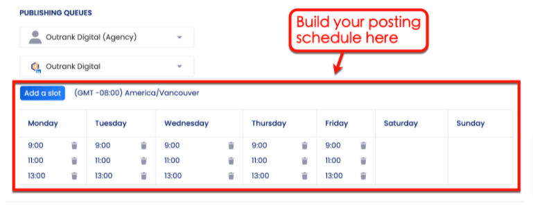Screenshot of Vista Social's Scheduling