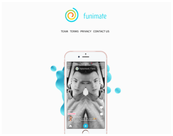 Screenshot of Funimate's home page