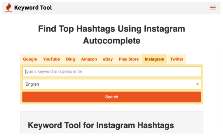 Screenshot of KeywordTool.io's tool page