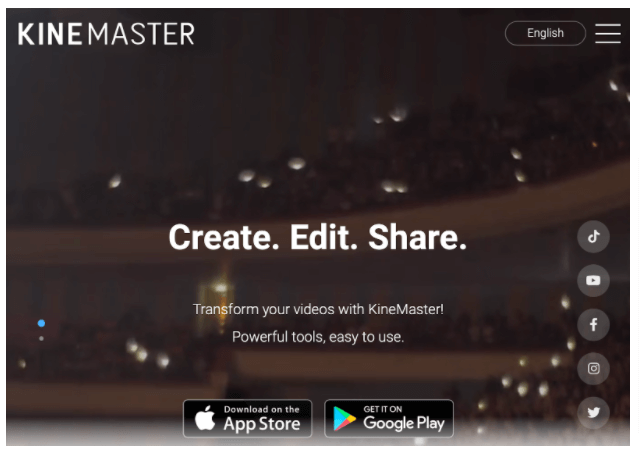 Screenshot of KineMaster's home page