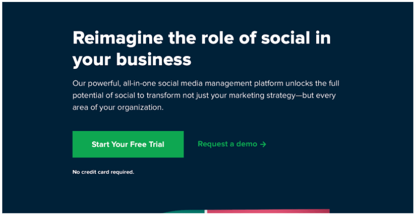 Screenshot of Sprout Social's home page