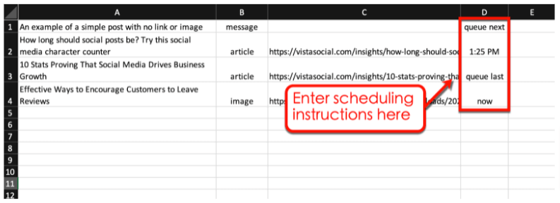 Screenshot of Vista Social’s bulk scheduling tool