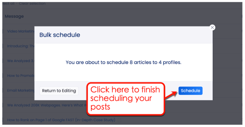 Screenshot of Vista Social’s Bulk Scheduling Tool