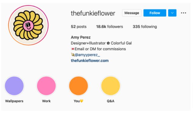 Screenshot of The Funkie Flower's Instagram account