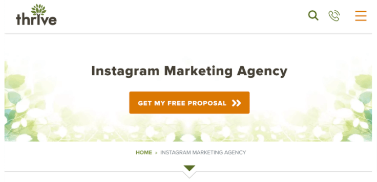 Screenshot of Thrive Advertising Agency's homepage