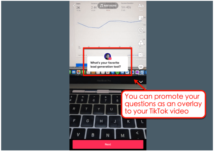Screenshot of how to ask questions using TikTok videos
