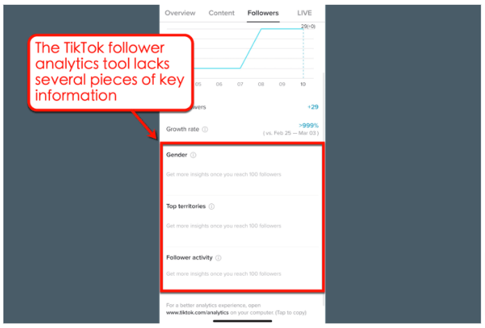 Screenshot of TikTok’s built-in follower analytics tool