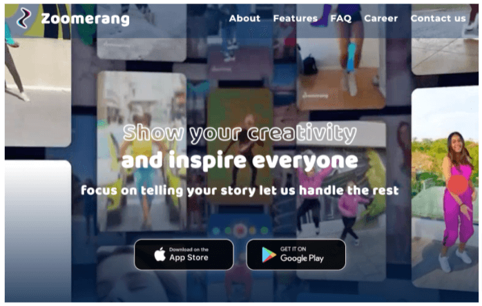 Screenshot of  Zoomerang's homepage