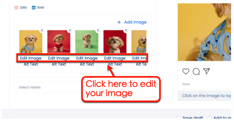 Screenshot if Vista Social's built-in image editor