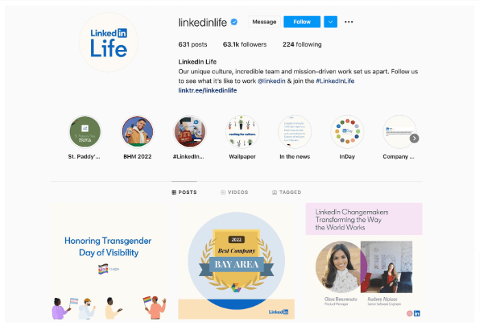Screenshot of @linkedinlife Instagram Profile