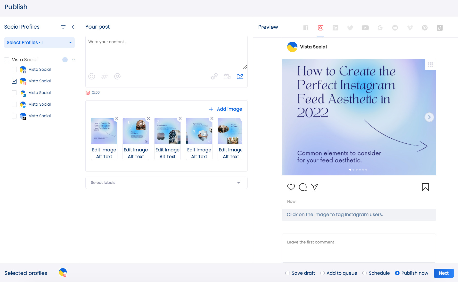 How to Schedule Carousel Posts on Instagram with Vista Social