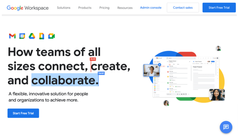 Screenshot of Google Workspace's page
