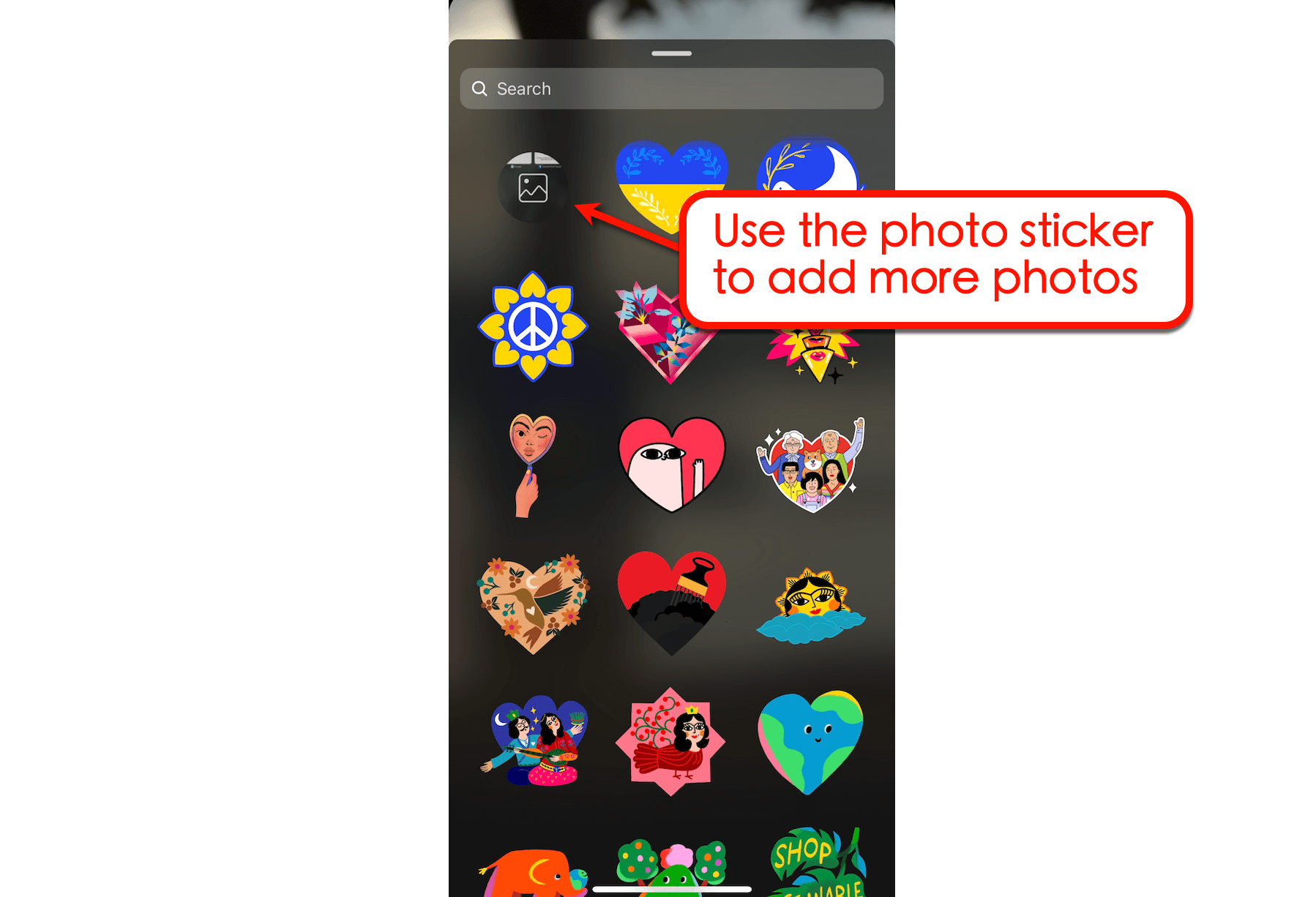 Screenshot of Instagram Photo Stickers