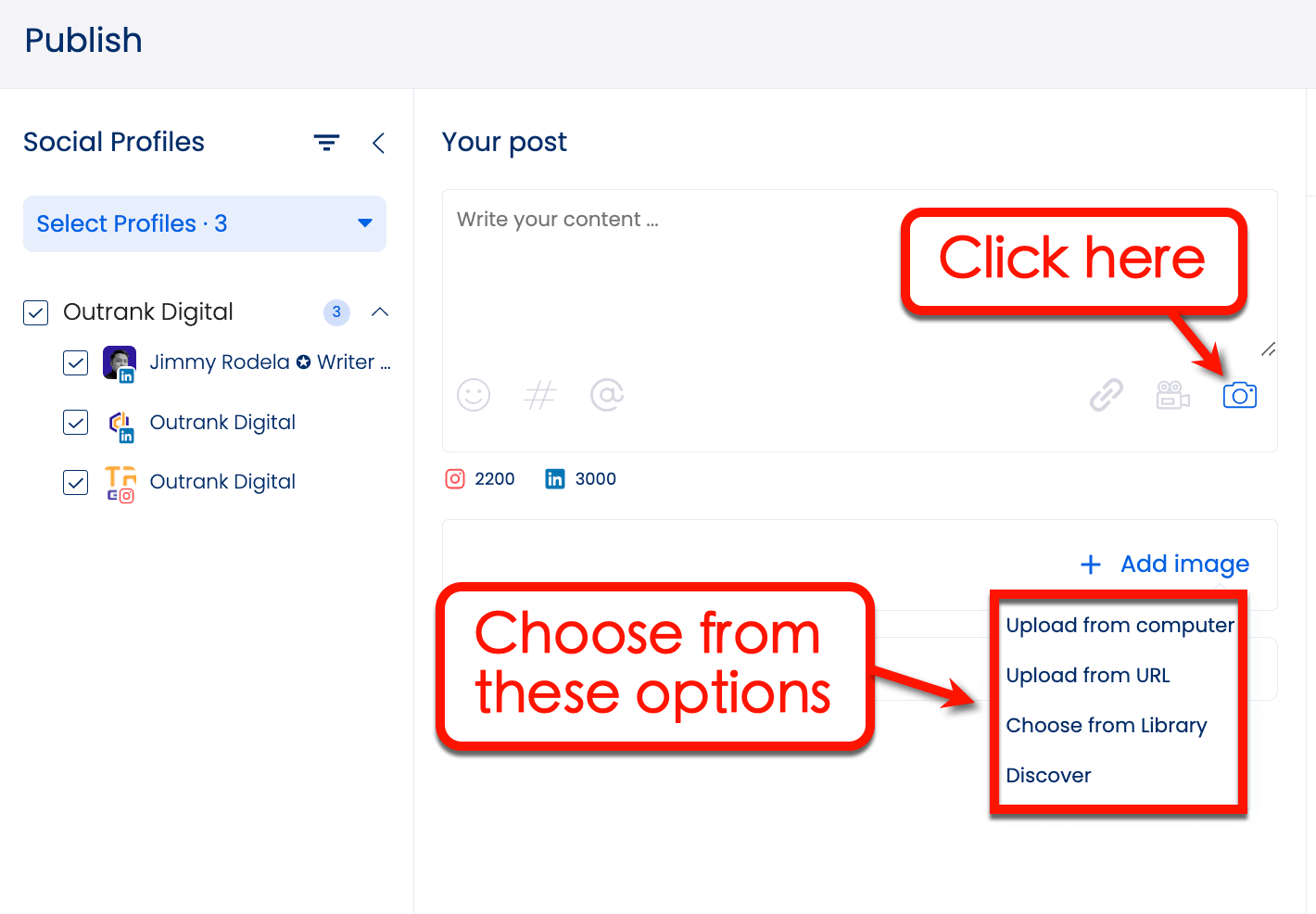 Screenshot of Vista Social's Publish option