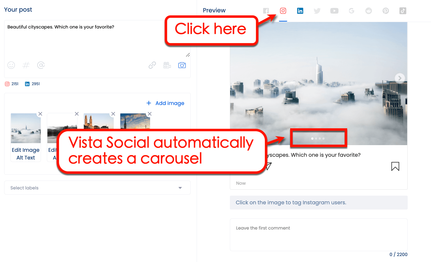 Screenshot of Vista Social Carousel format