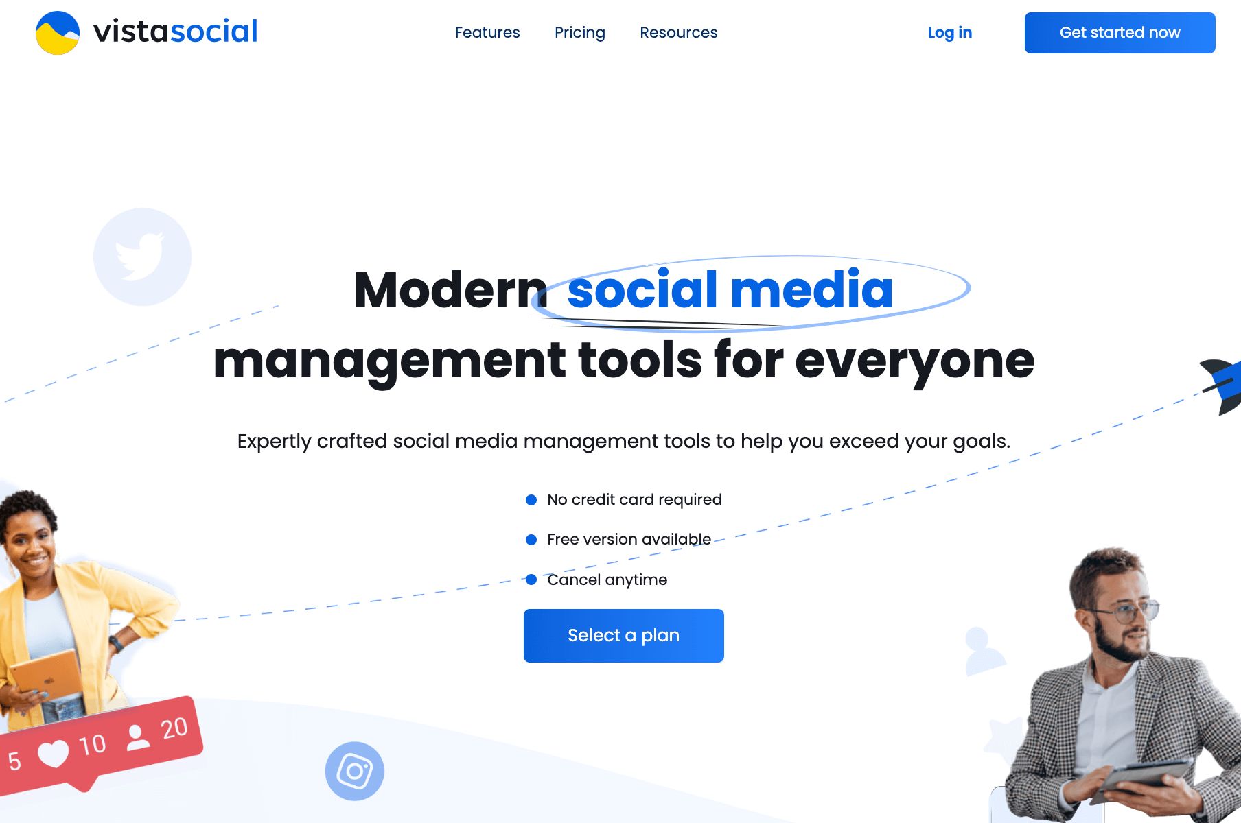 Screenshot of  Vista Social's Homepage