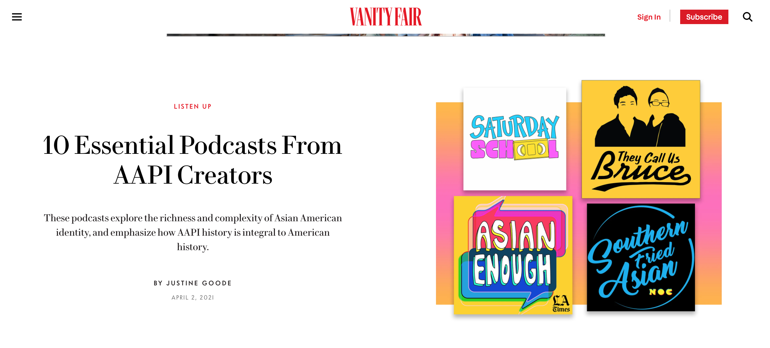 Podcasts from AAPI Creators | Vanity Fair | Vista Social