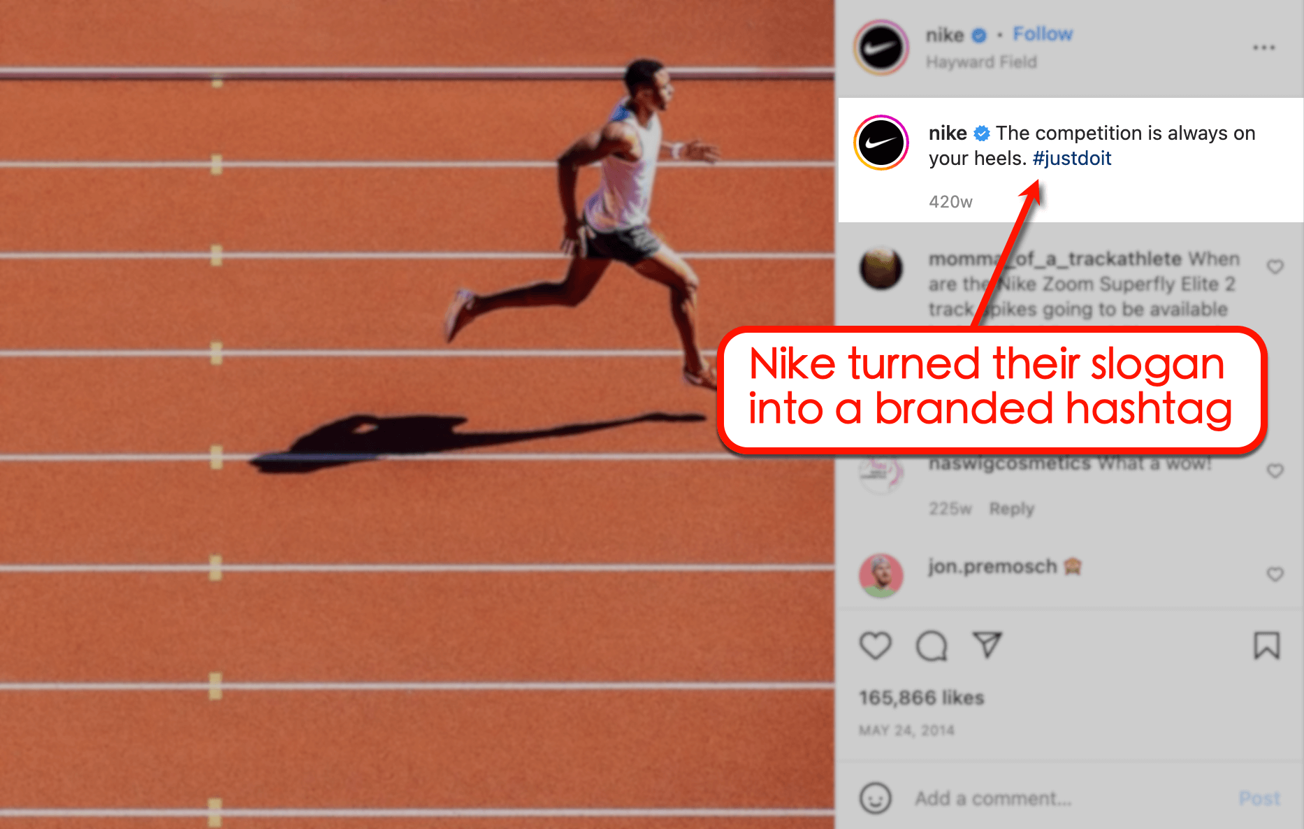 Screenshot of #JustDoIt hashtag by Nike