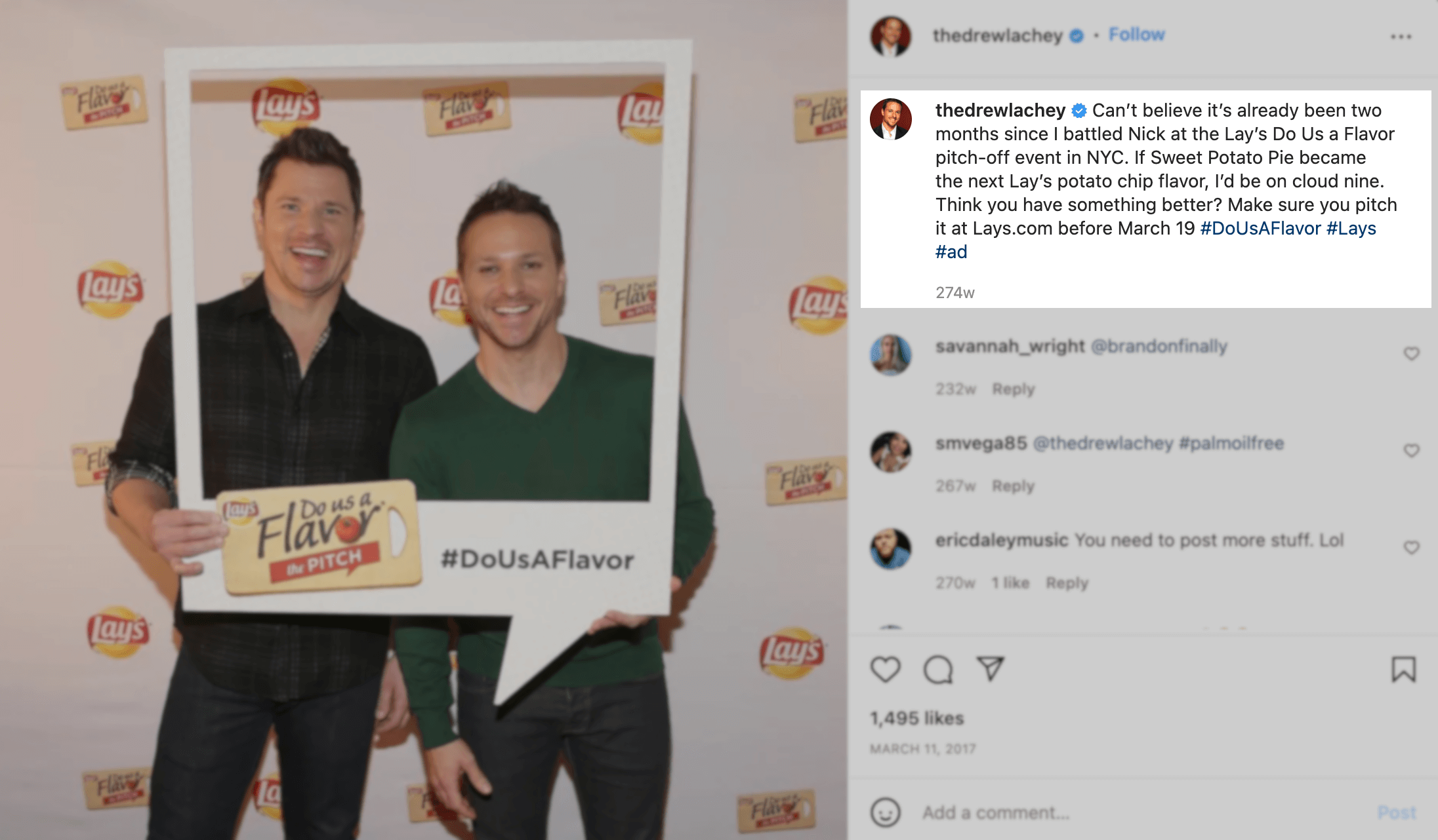 Screenshot of #DoUsAFlavor” hashtag by Lays