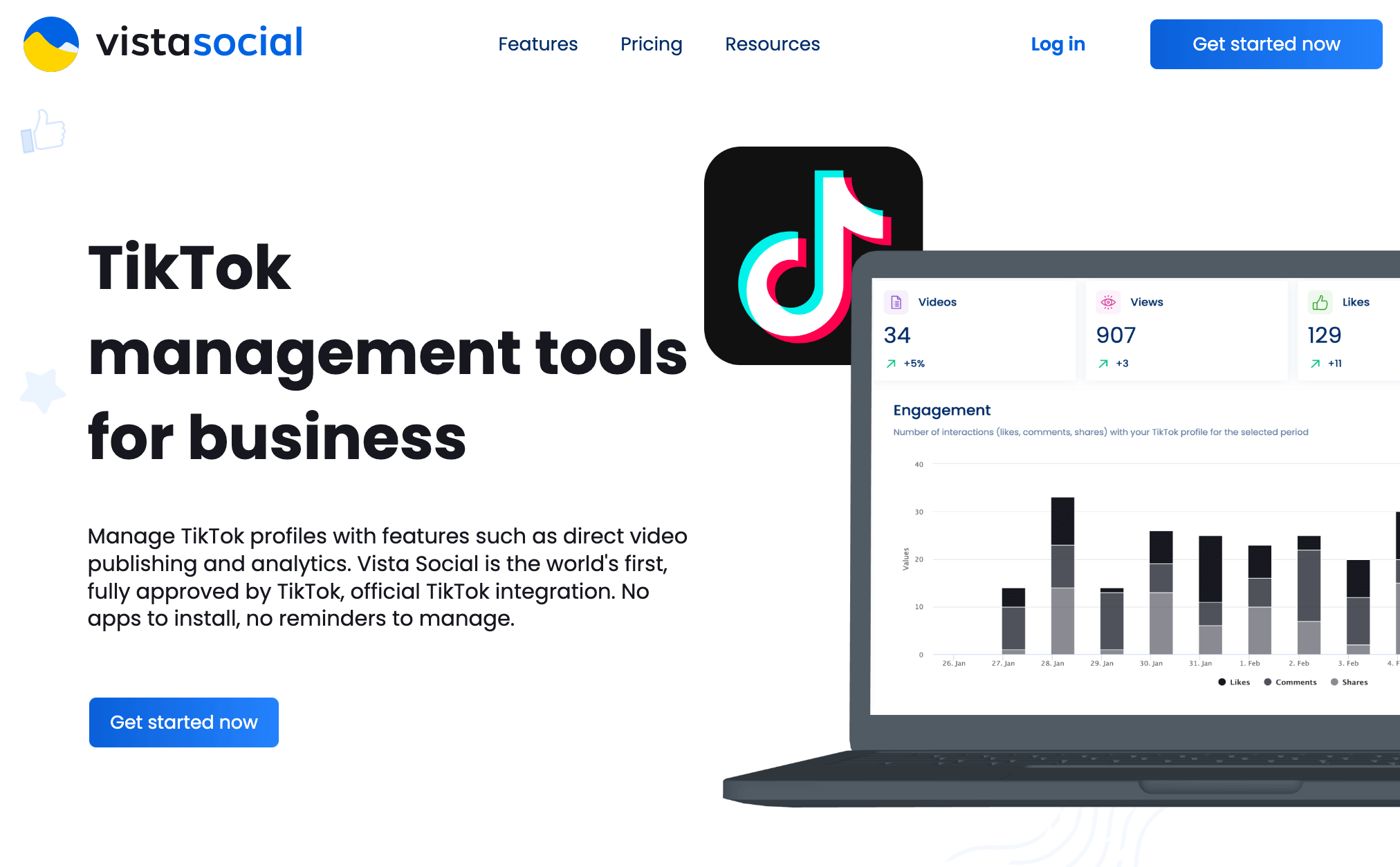 Screenshot of Vista Social's TikTok Management
