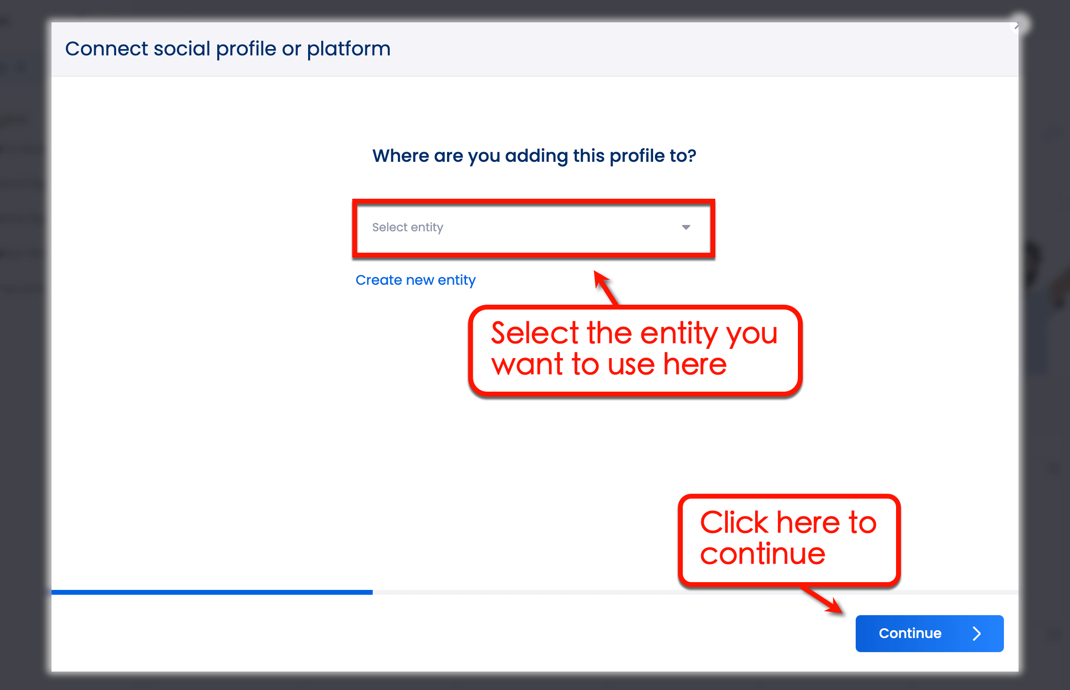 Screenshot of Vista Social's Select Social Profile option