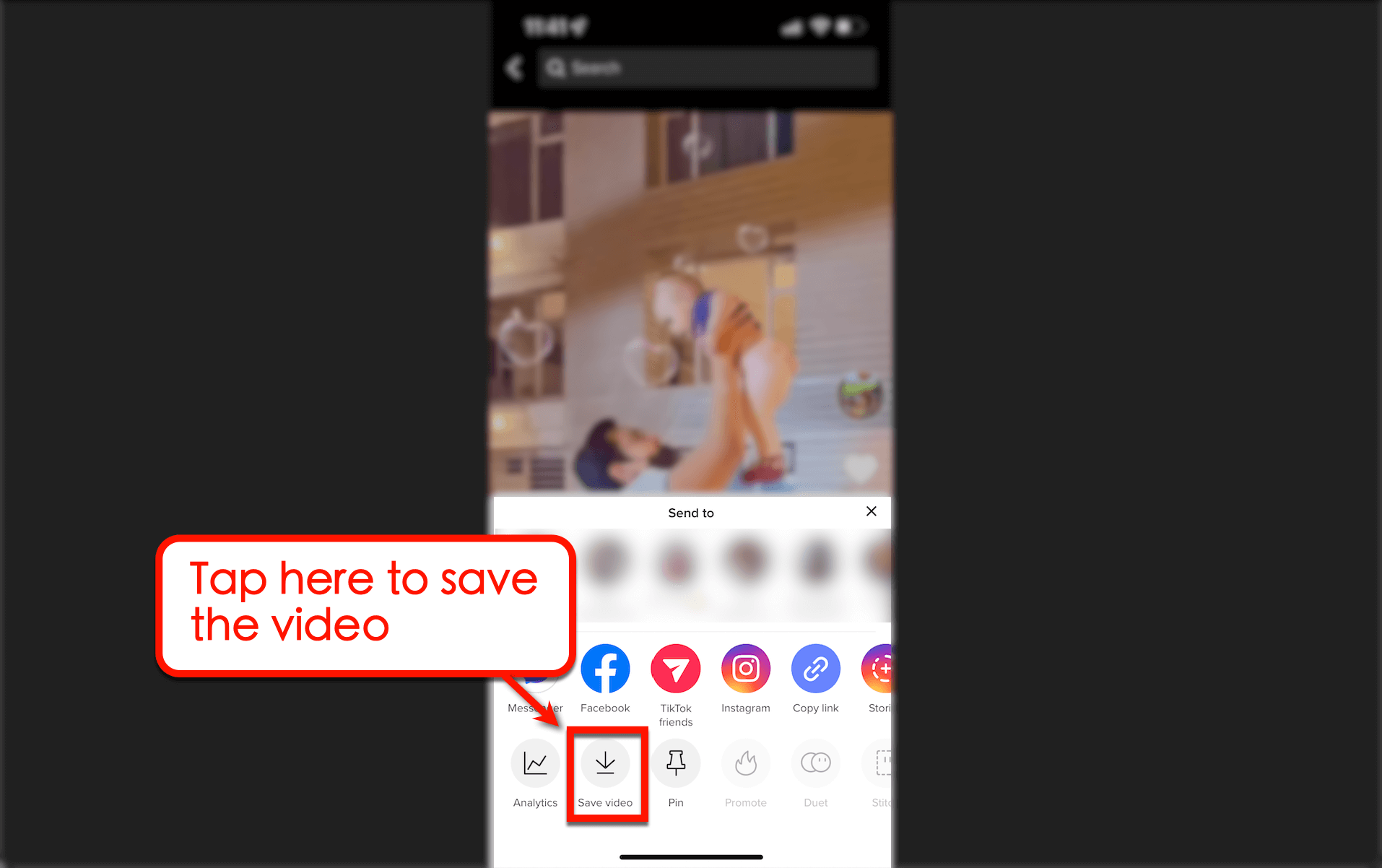 Screenshot how to save a video on TikTok