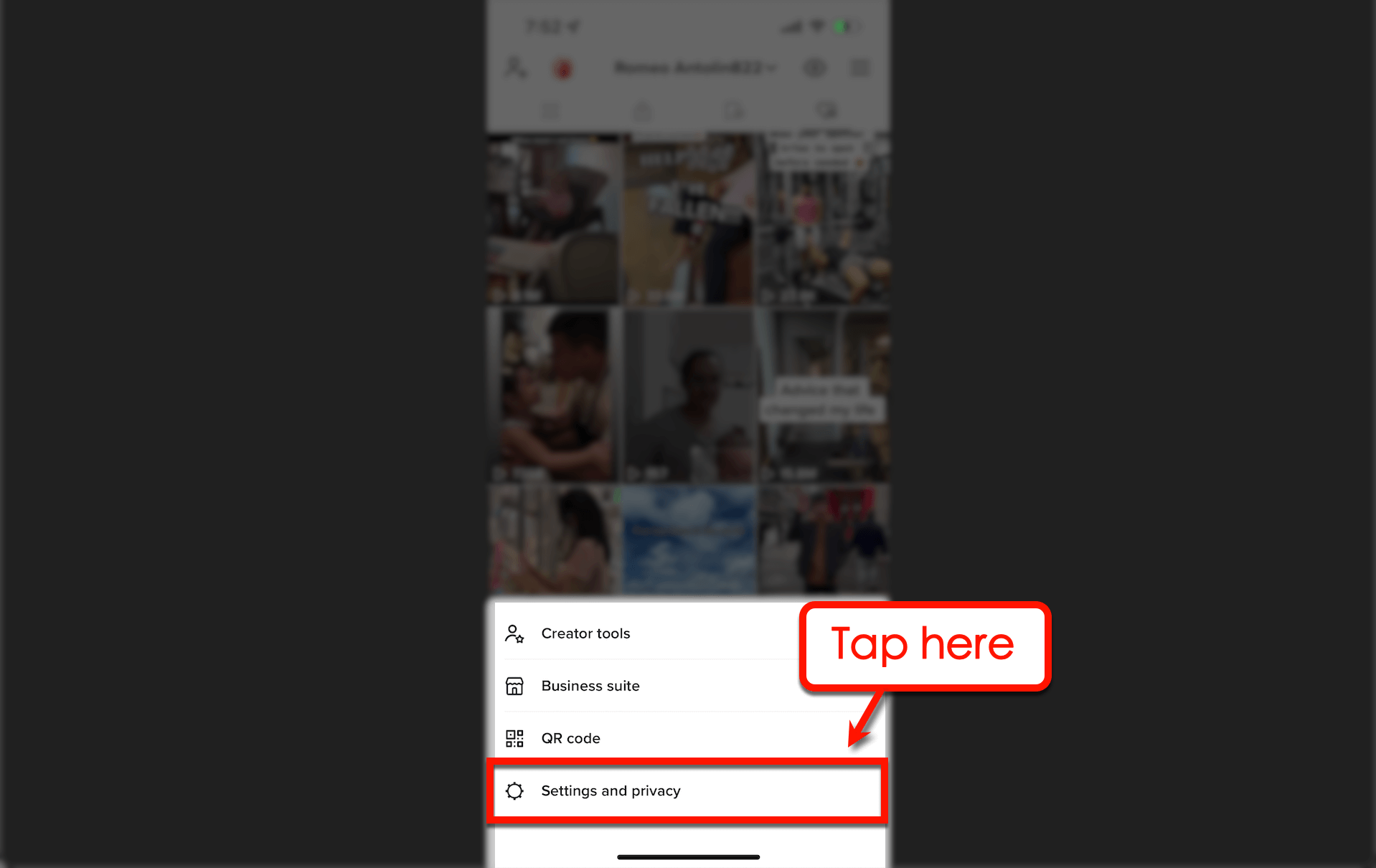 Screenshot of TikTok settings & privacy