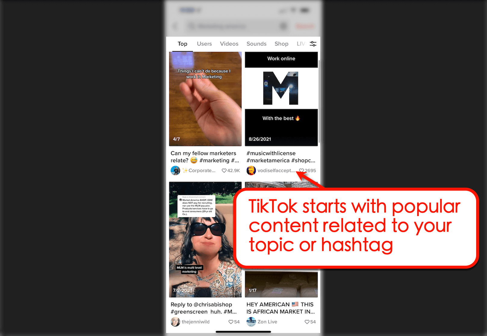 Screenshot of related content