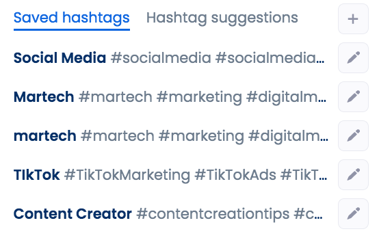 Social Media Hashtag Tools | Saved Hashtags | Vista Social