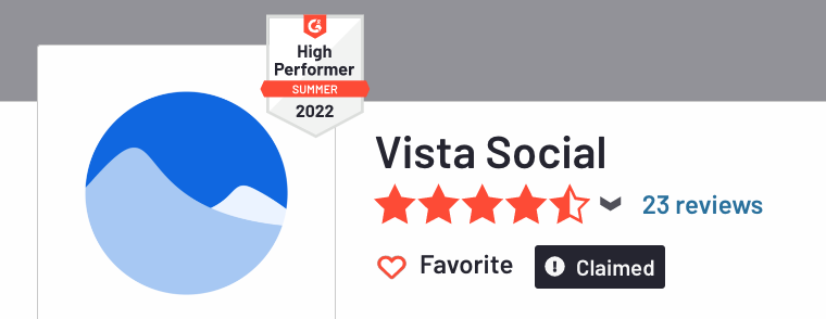 G2's Summer 2022 Awards: Vista Social Named High Performer
