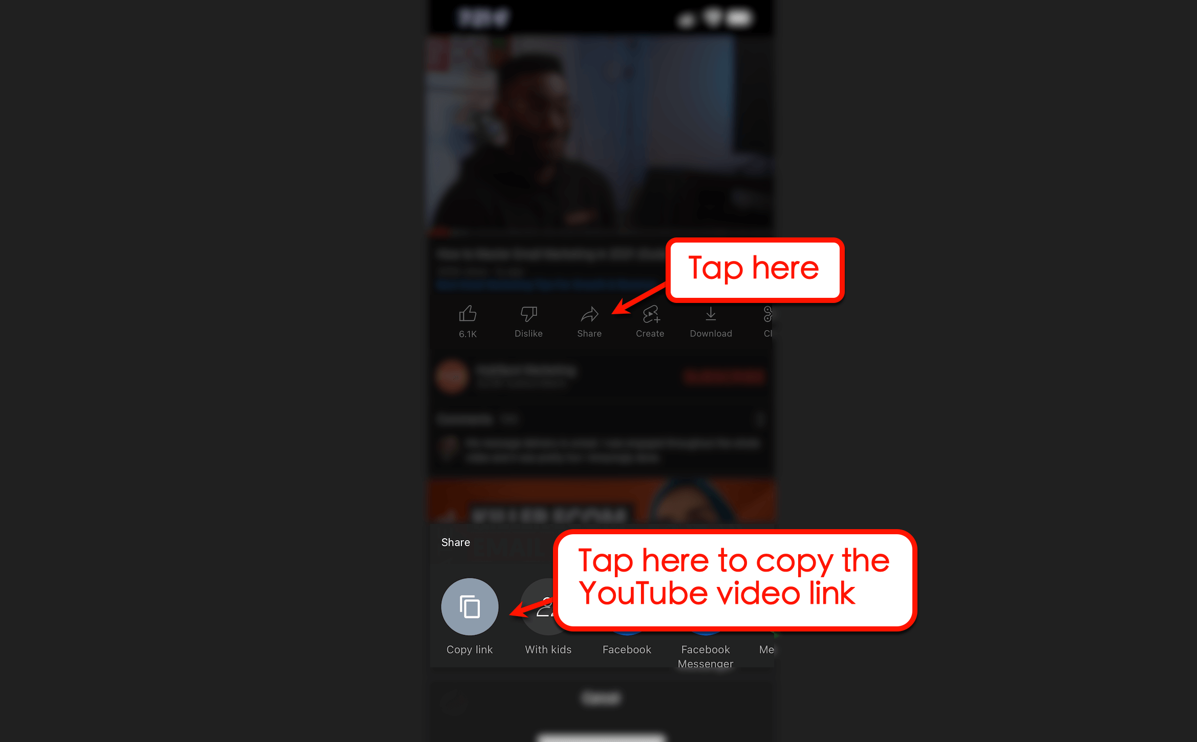 How to copy the Youtube video link
