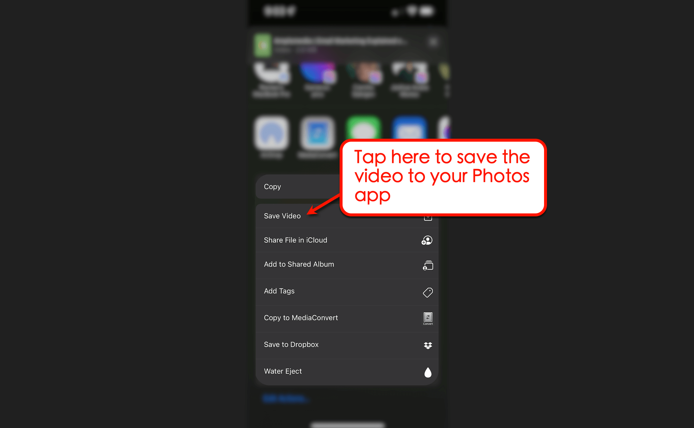 How to save the video to your Photos app