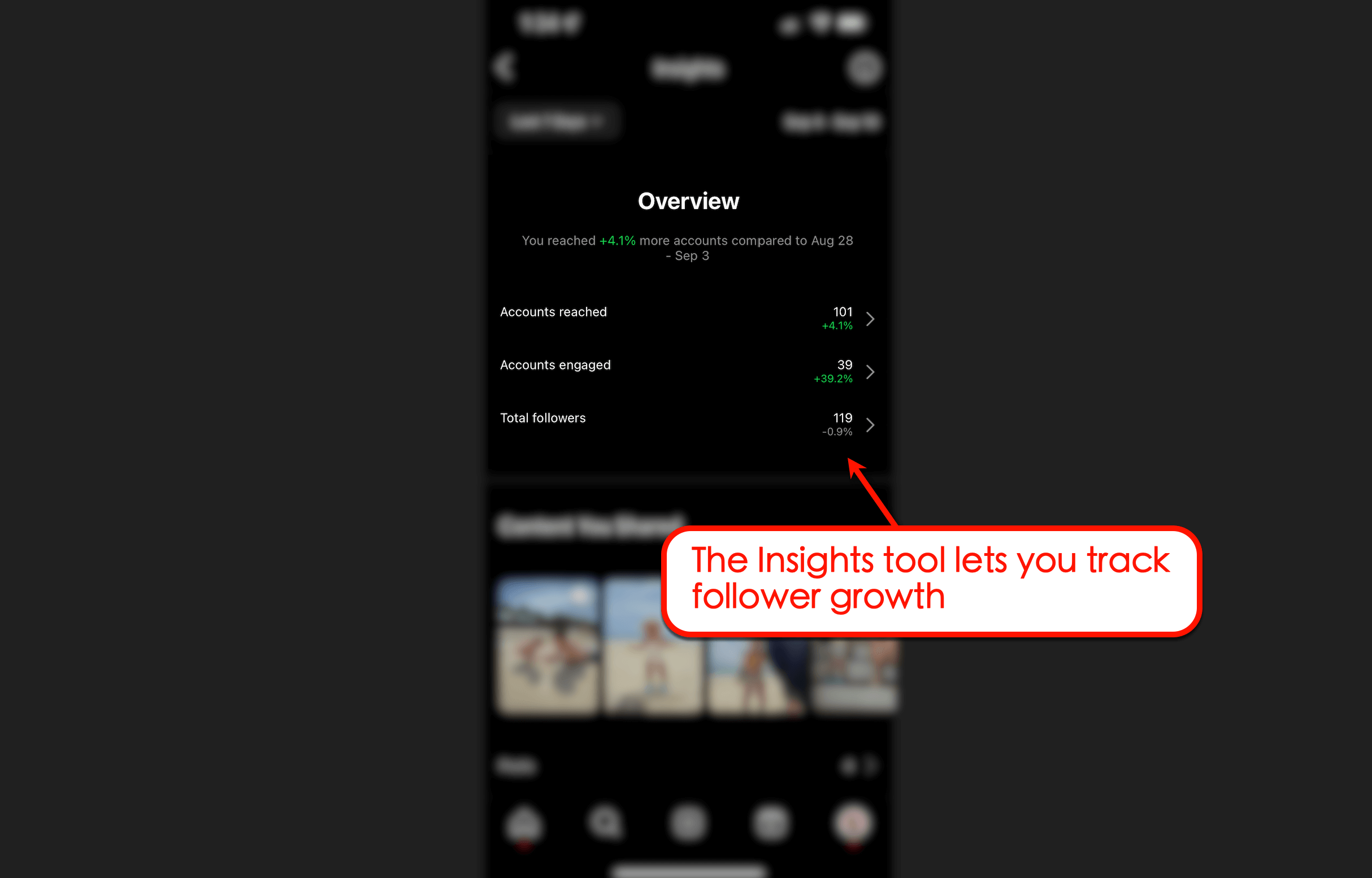 Track follower growth through Insights Tool in Instagram app