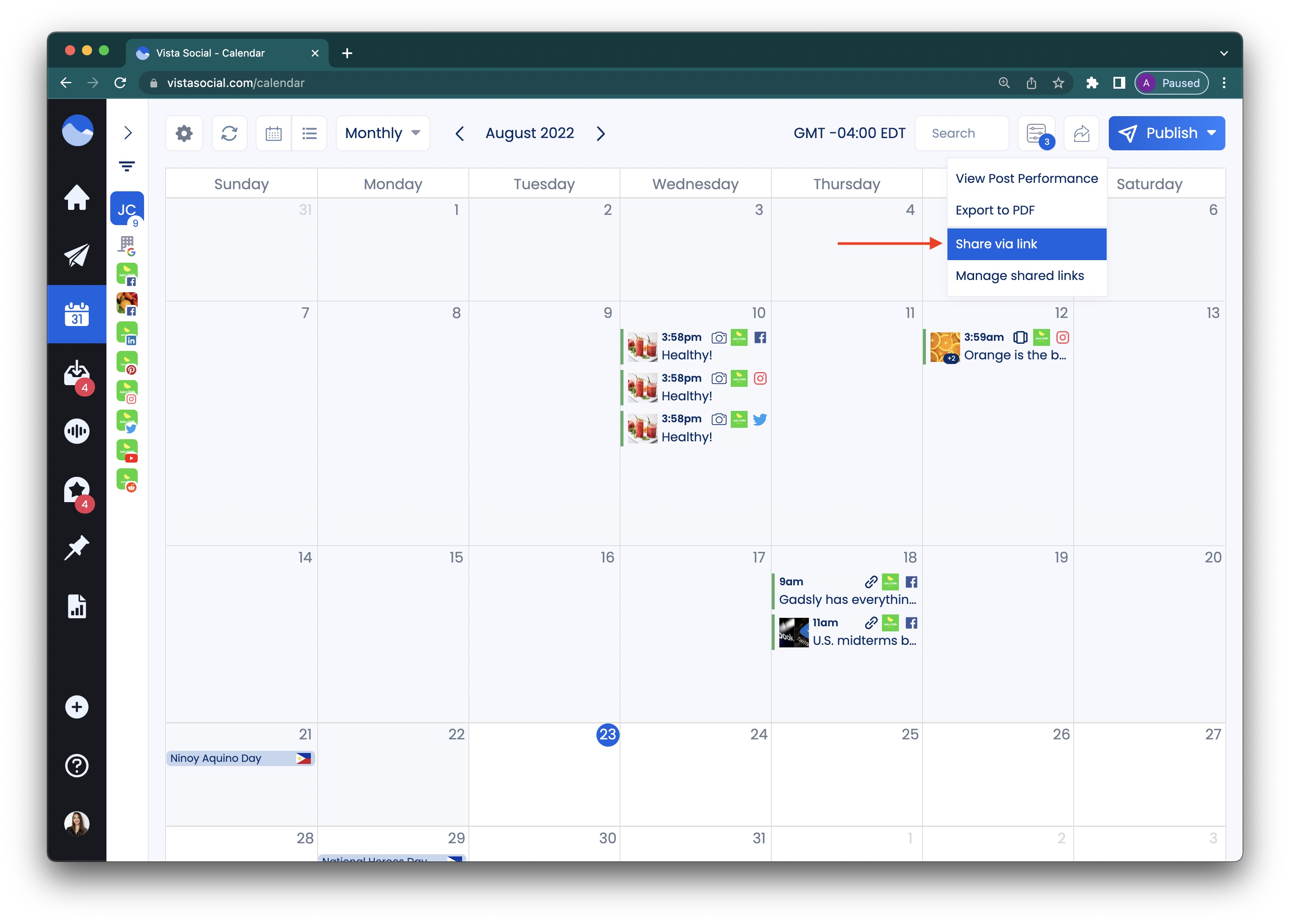 Social Media Content Planner | Shared Calendar | Vista Social