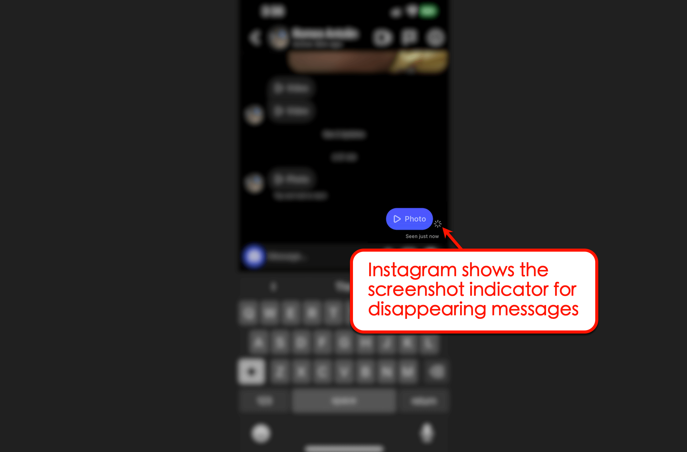 Instagram screenshot indicator