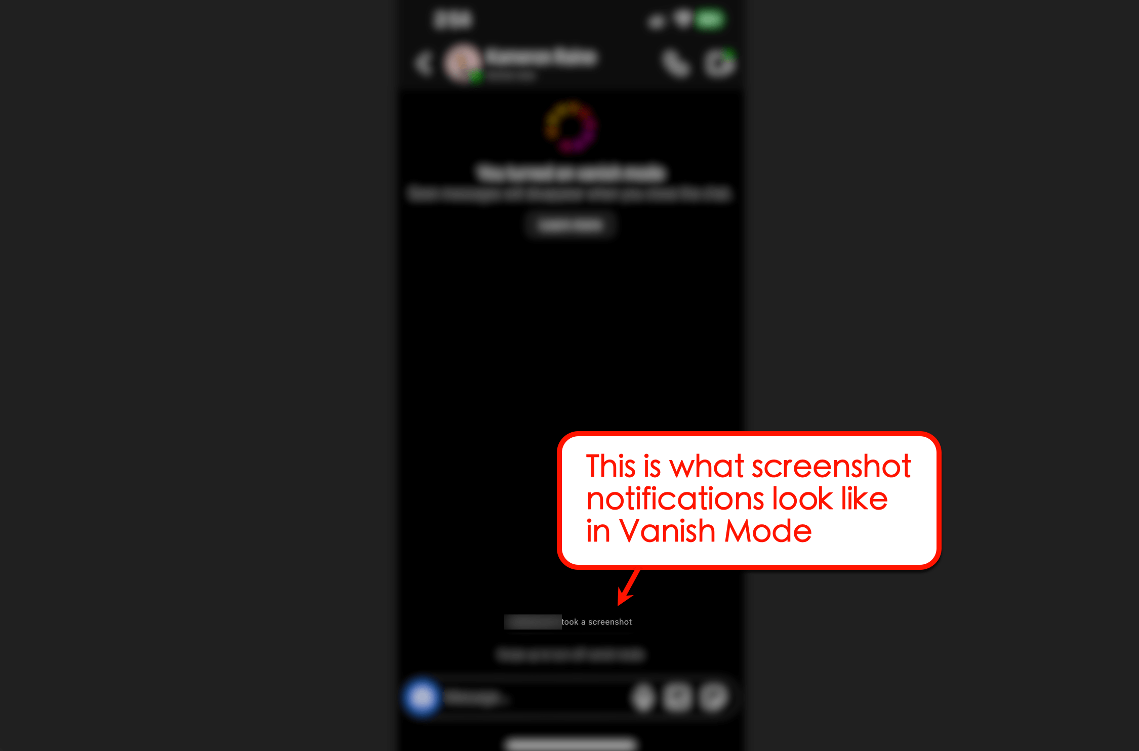 Vanish mode view of notifications
