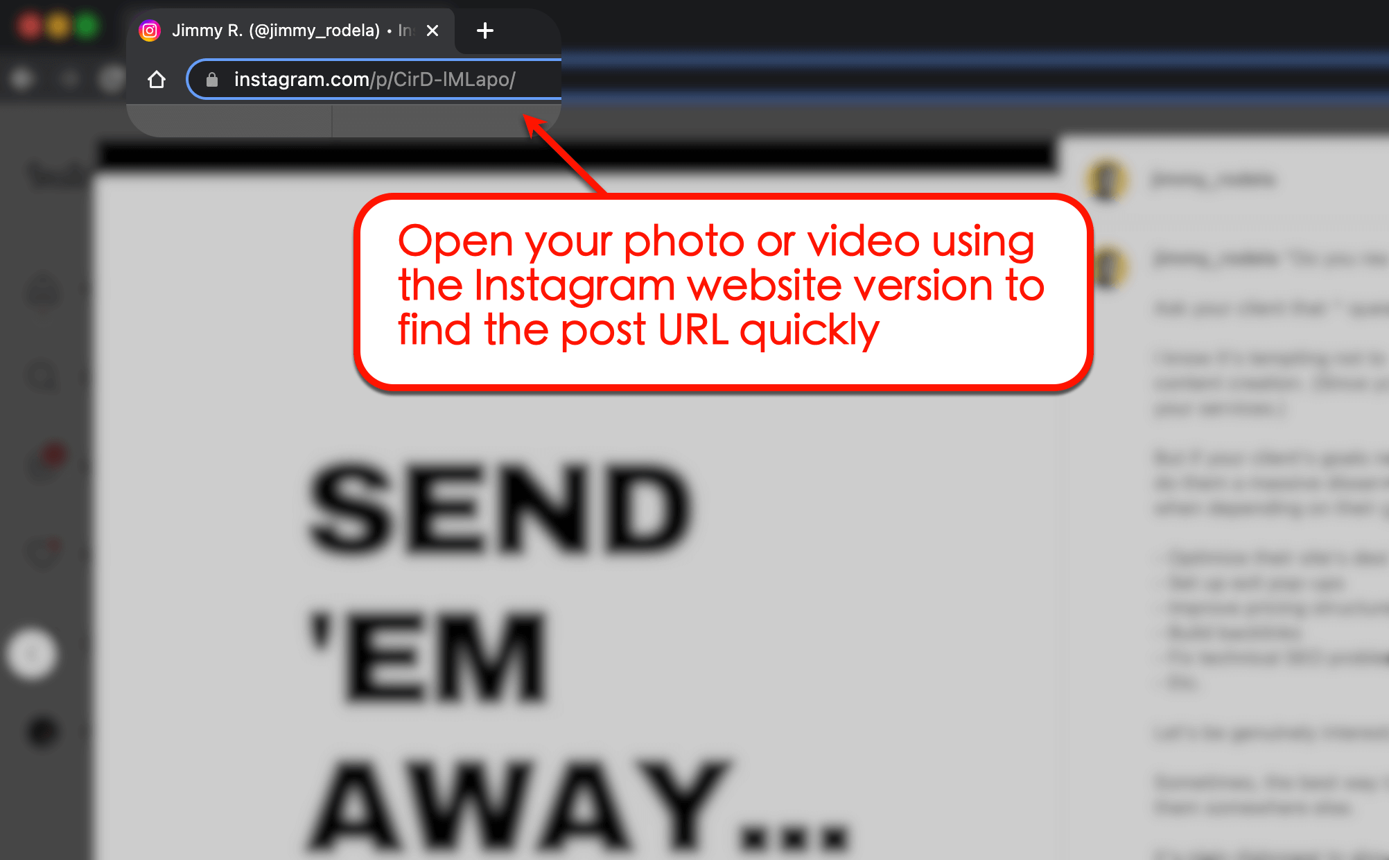 Open photo or video using Instagram website version