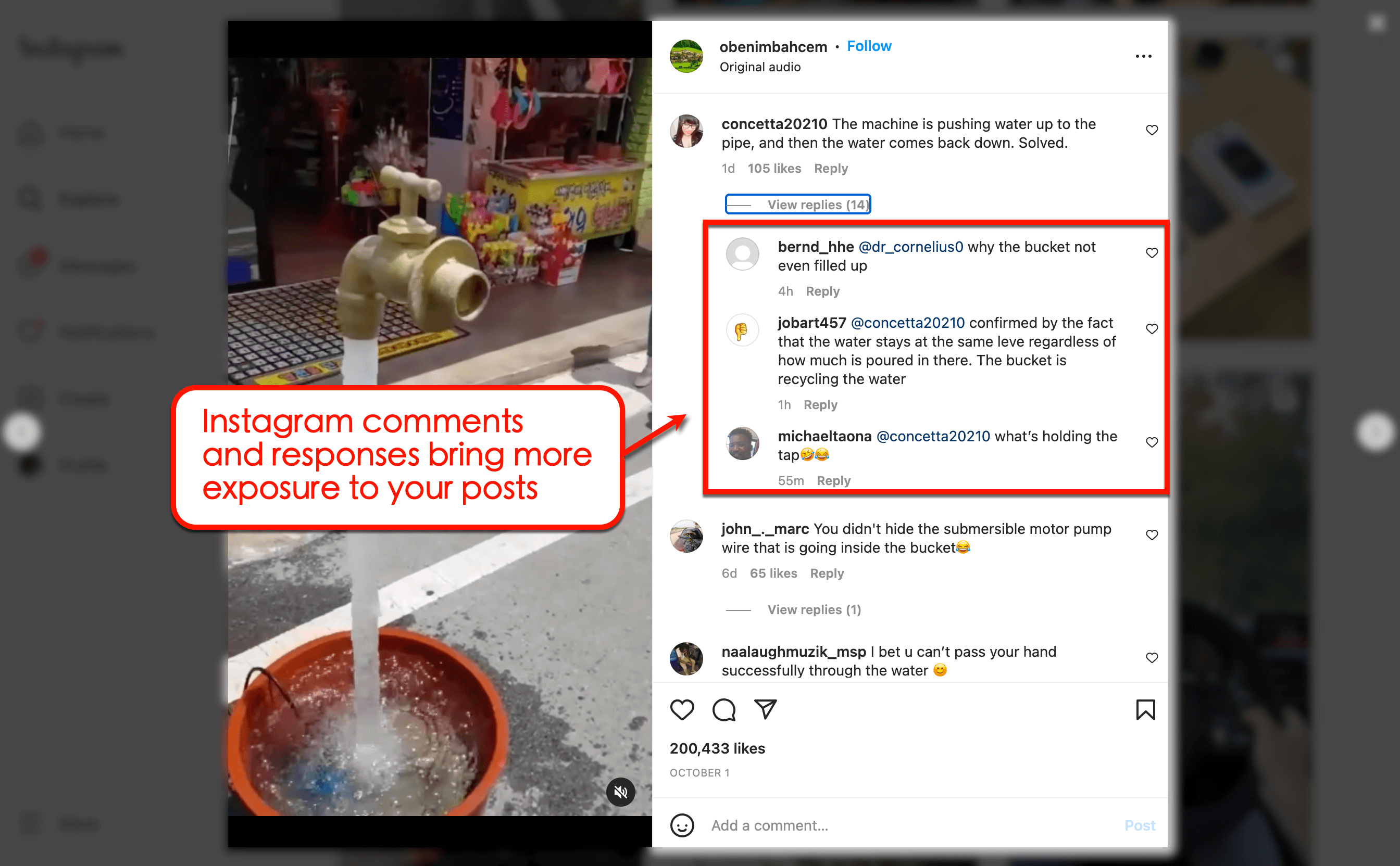 Instagram’s comments and responses