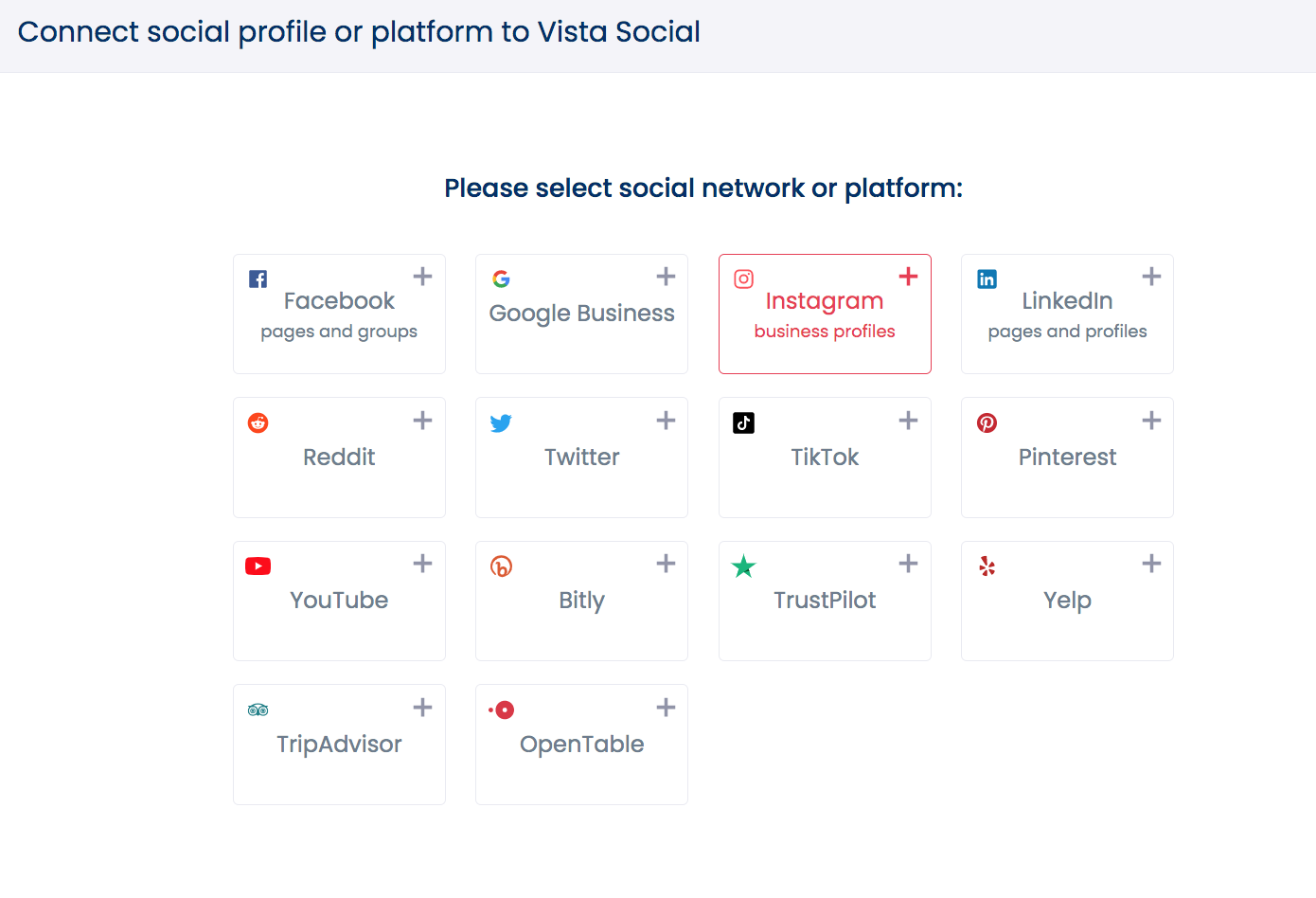 Vista Social has a ton of social media integrations available
