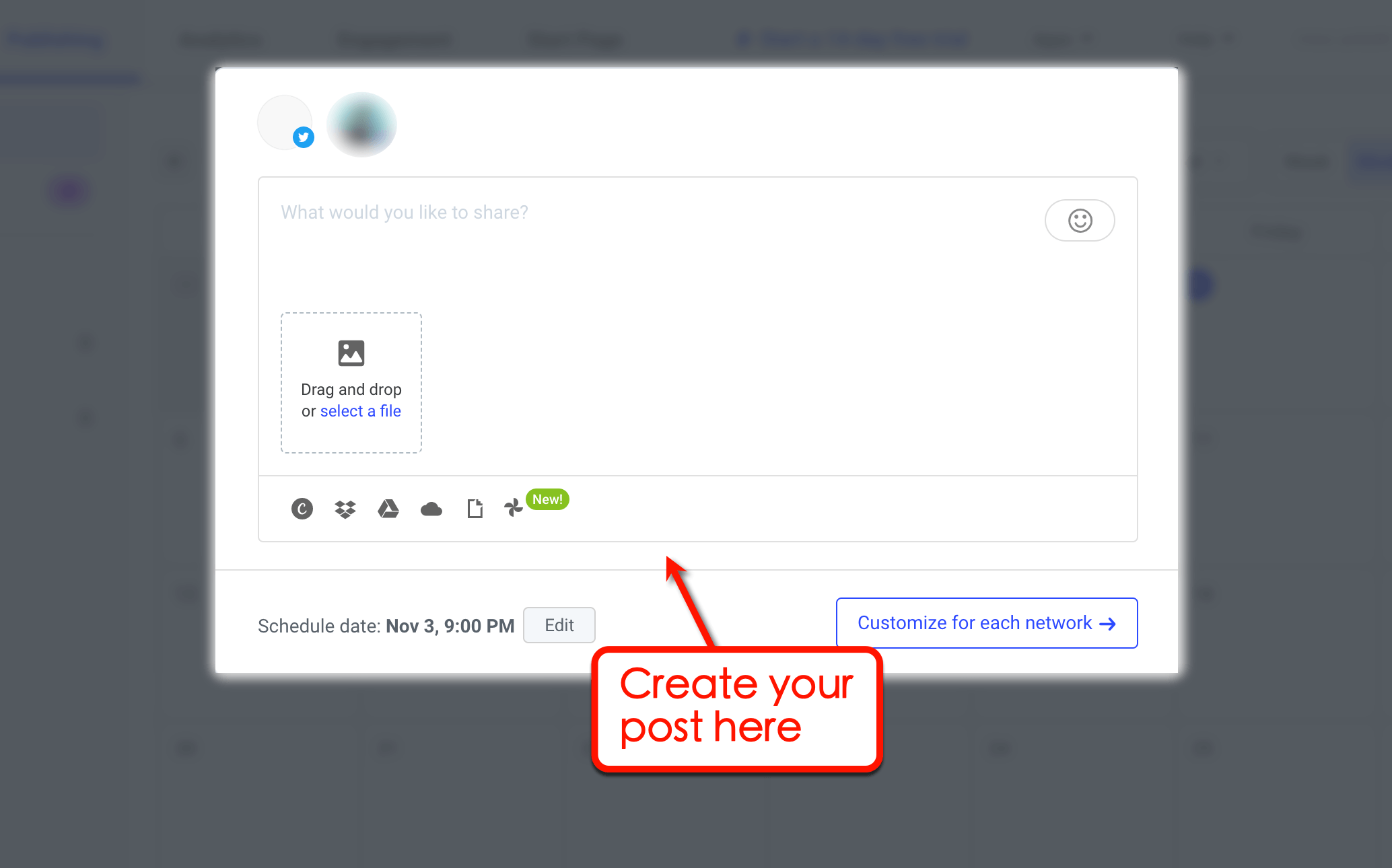 Create your post in buffer