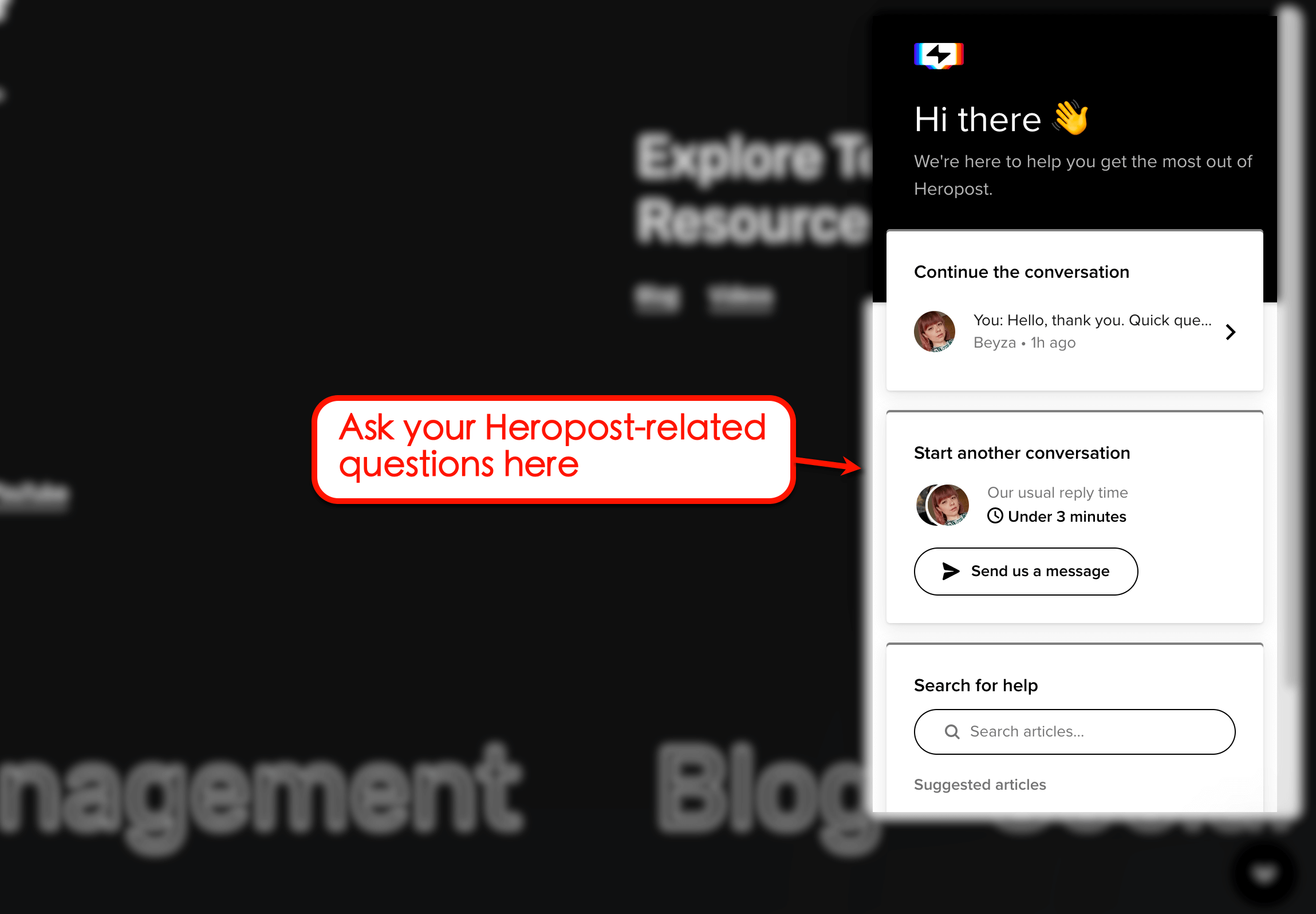 Heropost's customer support