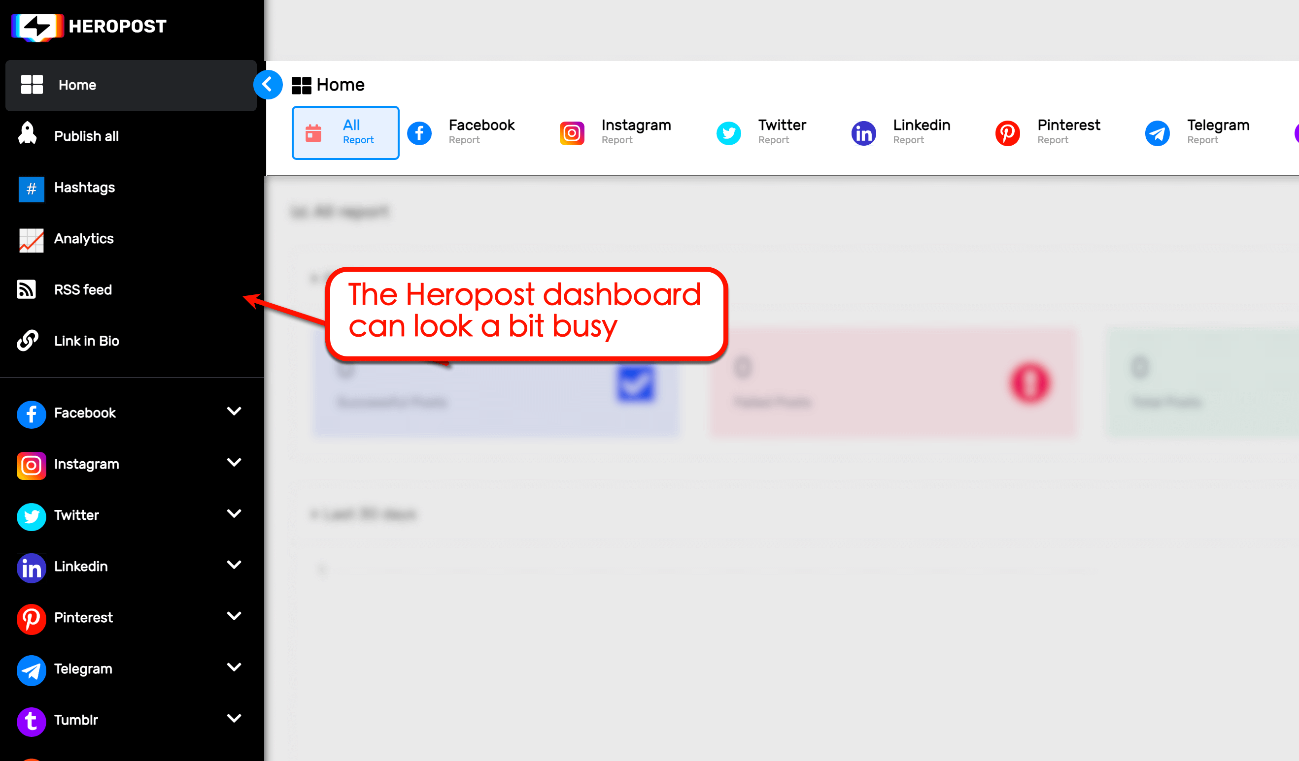 Heropost's dashboard