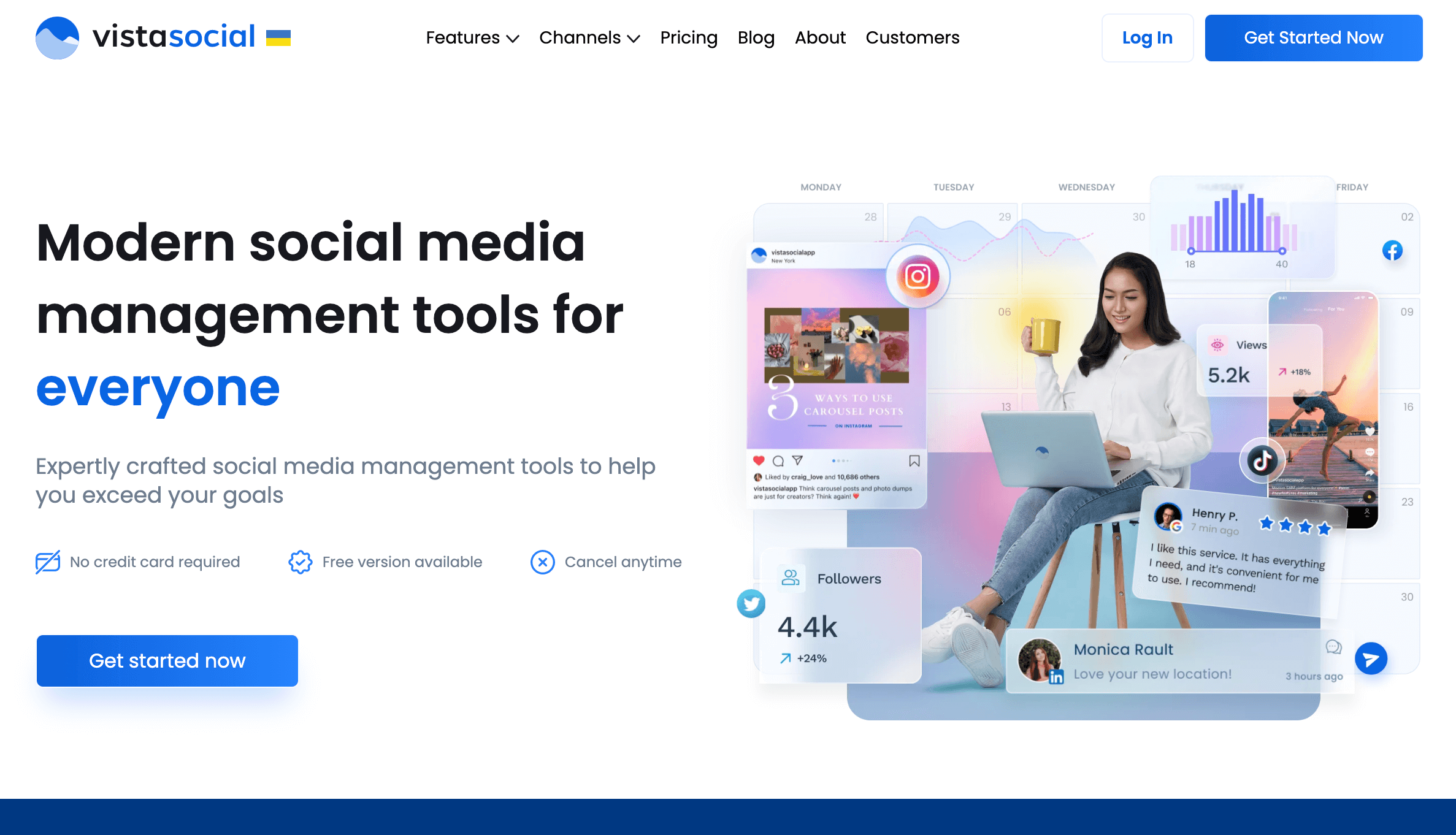 Vista Social's home page