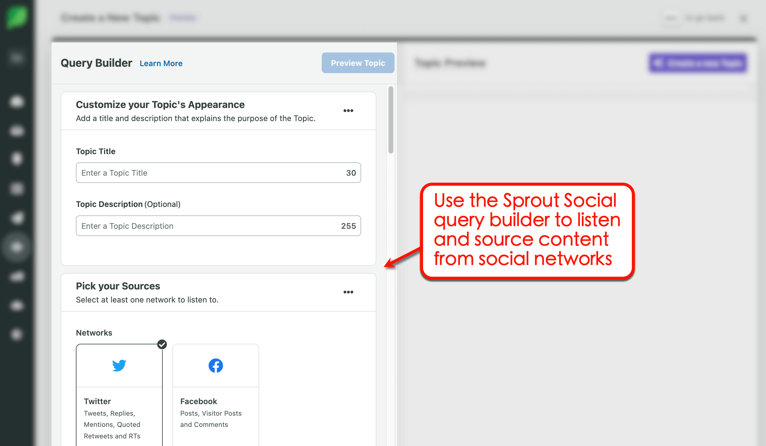 Sprout Social's query builder