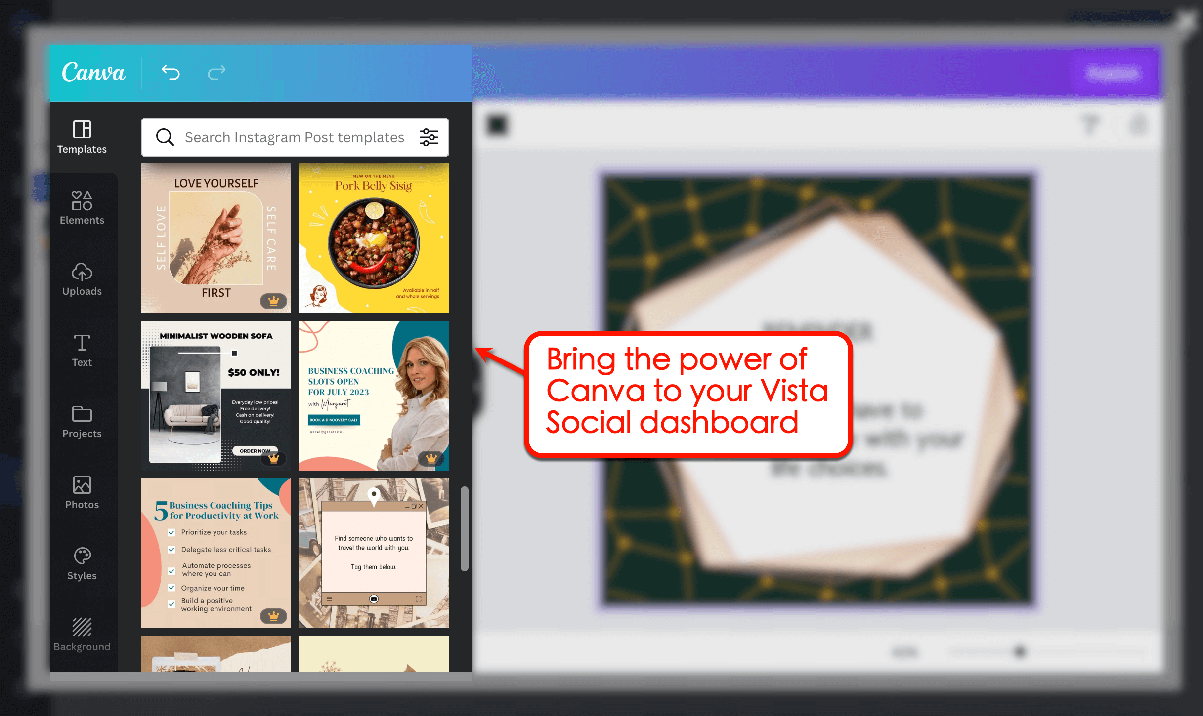 For images, the Canva integration also lets you edit photos or create new graphics
