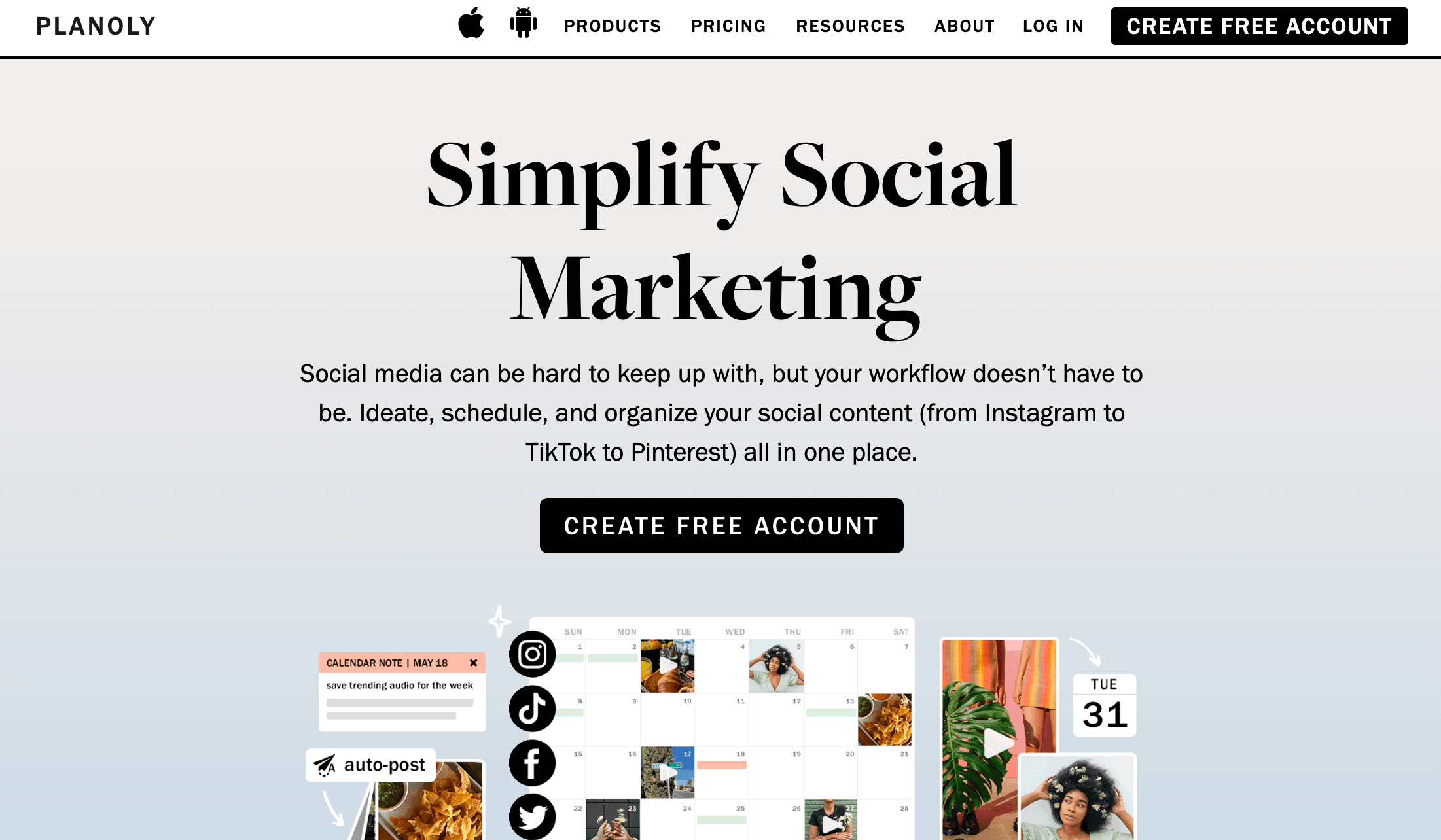 Planoly's home page