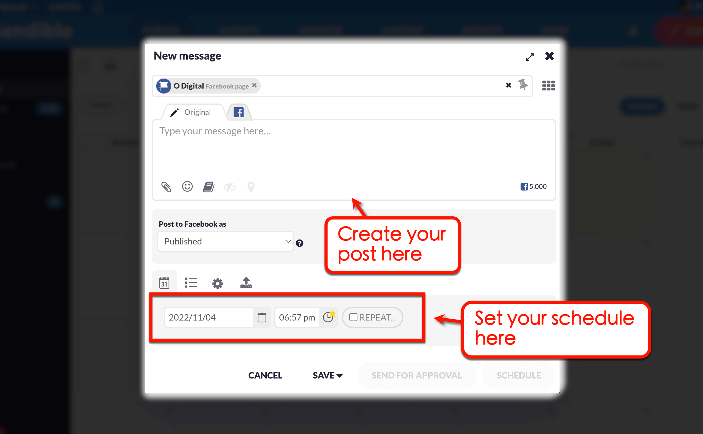 Create your post in Sendible
