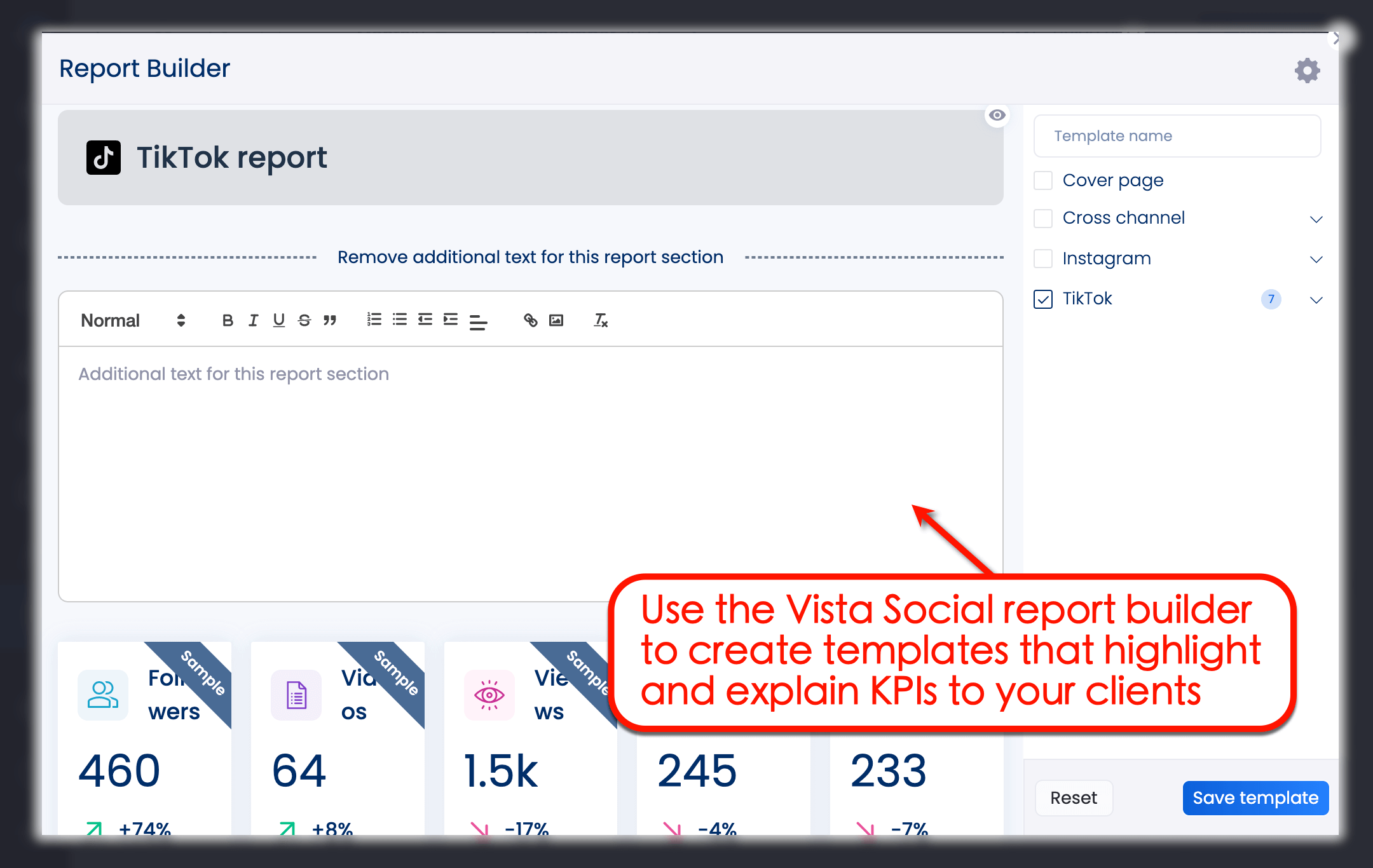 Vista Social's Report Builder Tool